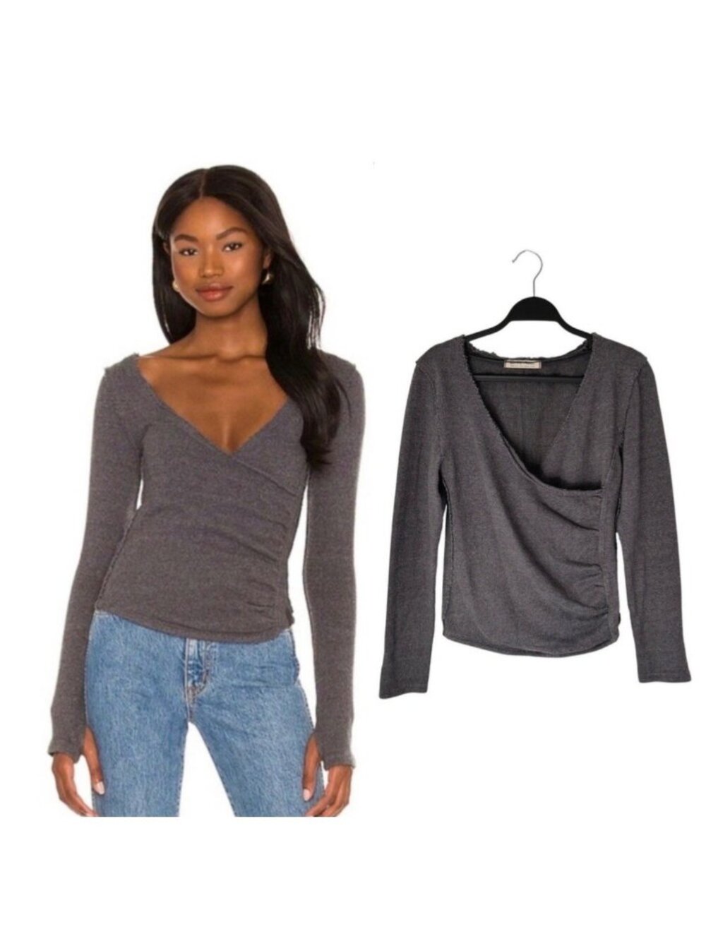 Free People We The Free Like A Boss Knit Wrap Sweater Charcoal Women S Minimalis